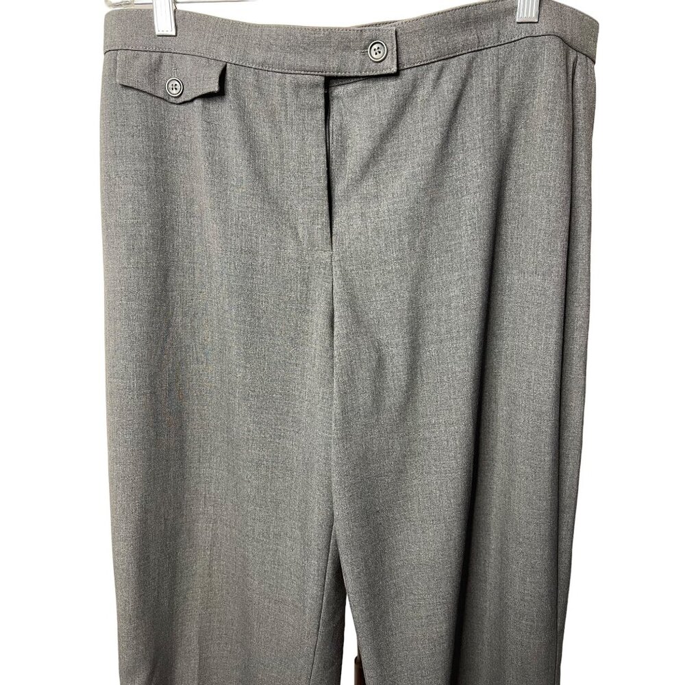 Counterparts Women's Dress Pants Size 14P Dark Grey Tummy Control Wide Leg Zip - Picture 2 of 11